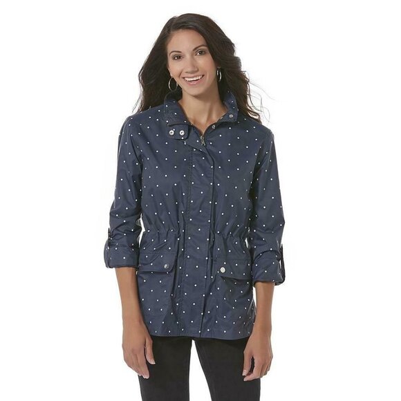 Laura Scott 2X Polka Dot Anorak Windbreaker Jacket - Picture 1 of 6